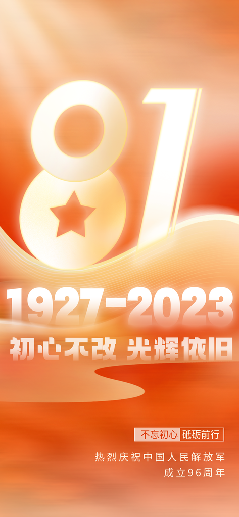八一建军节竖版海报psd素材模板
