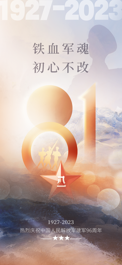 八一建军节竖版海报psd素材模板