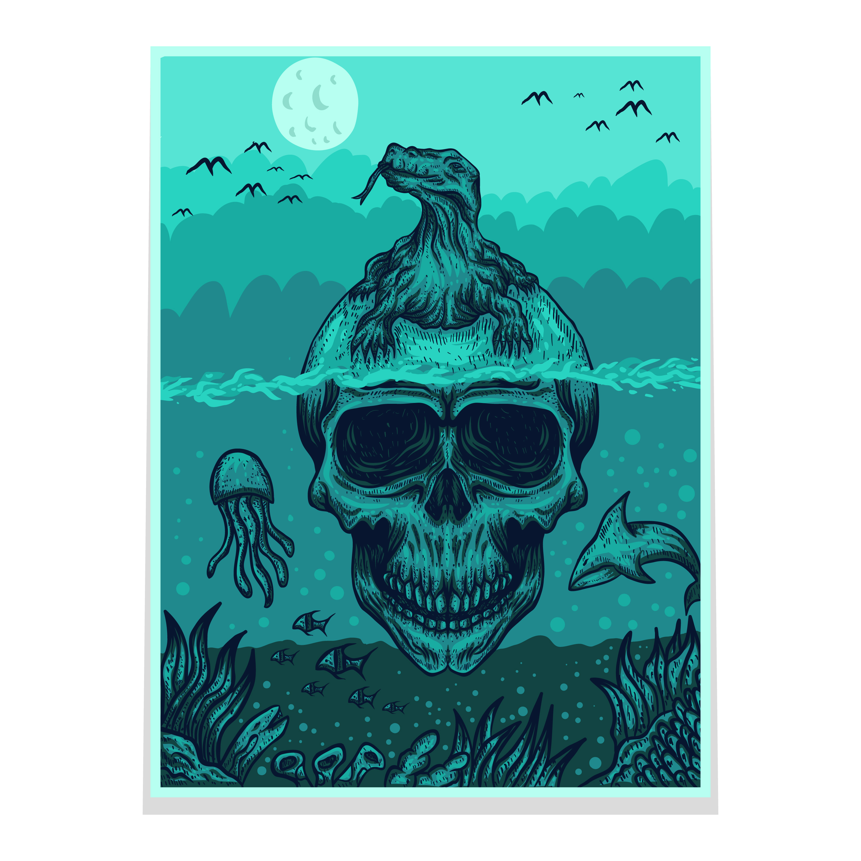 创意万圣节骷髅插画