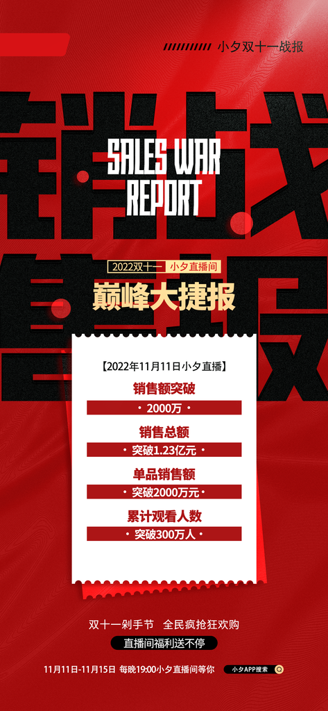 双十一销售战报电商促销宣传海报