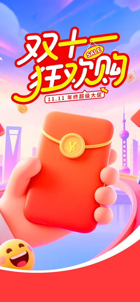 双十一红包补贴电商促销海报素材