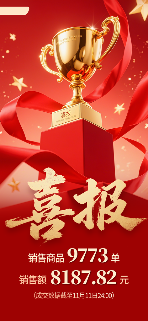 双十一销售战报喜报电商促销海报素材