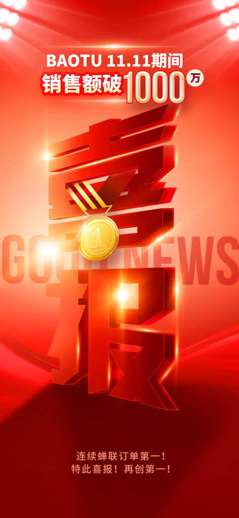 双十一销售战报喜报电商促销海报素材