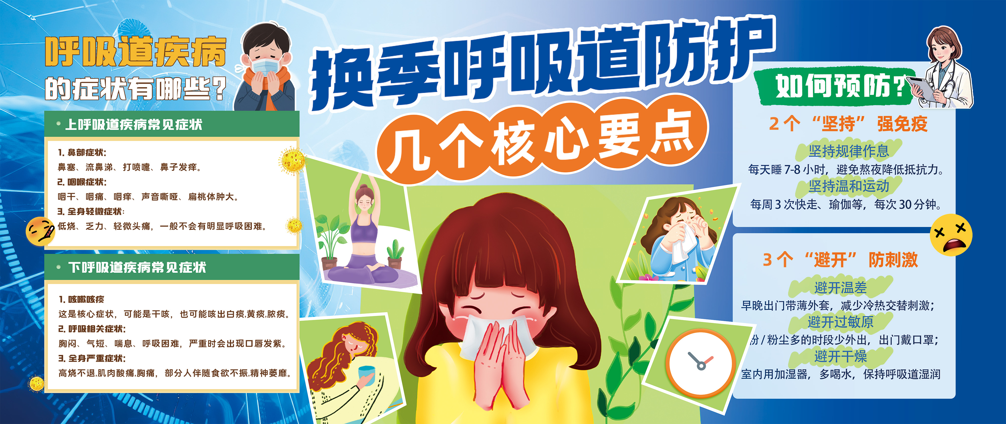 换季呼吸道防护卫生健康医疗展板
