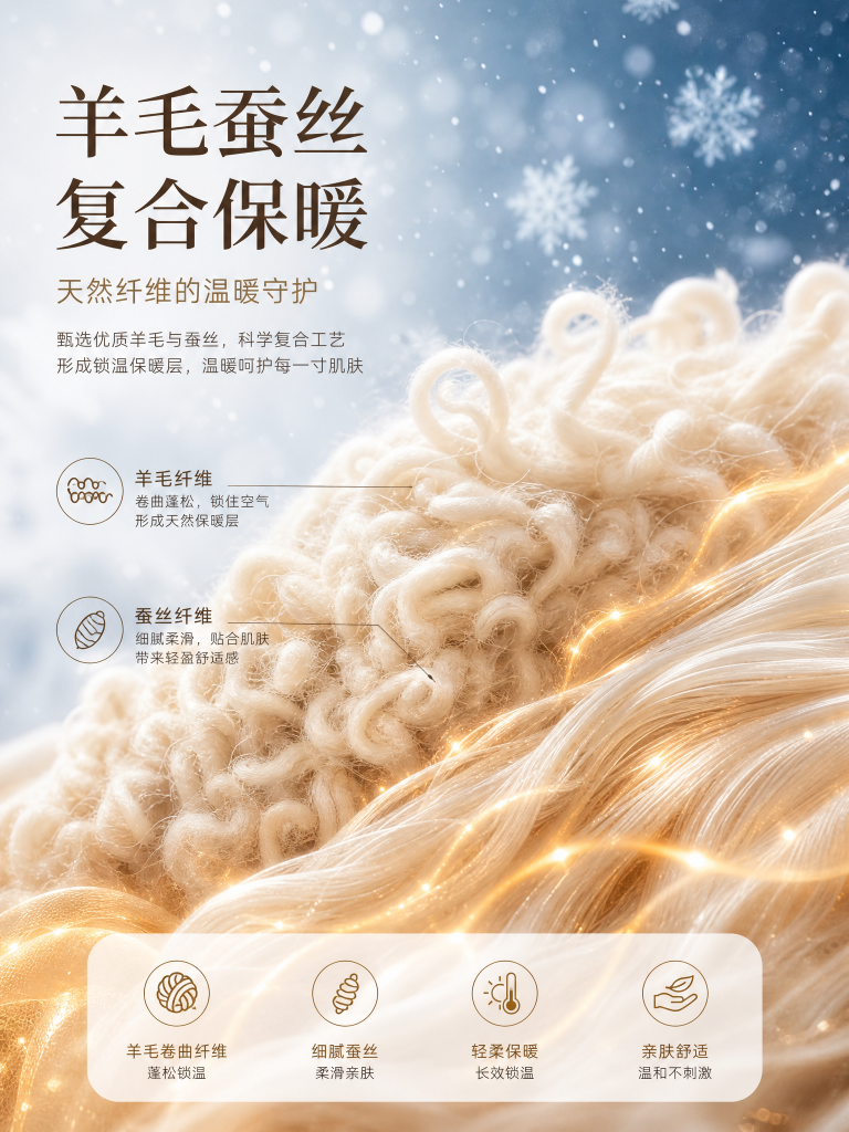 羊毛蚕丝符合保暖面料