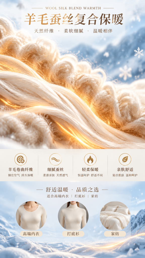 羊毛蚕丝符合保暖面料