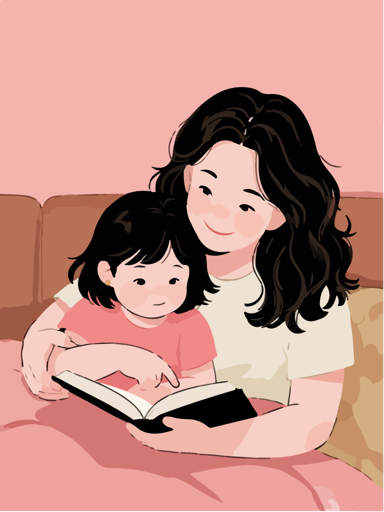 治愈系亲子阅读卡通插画