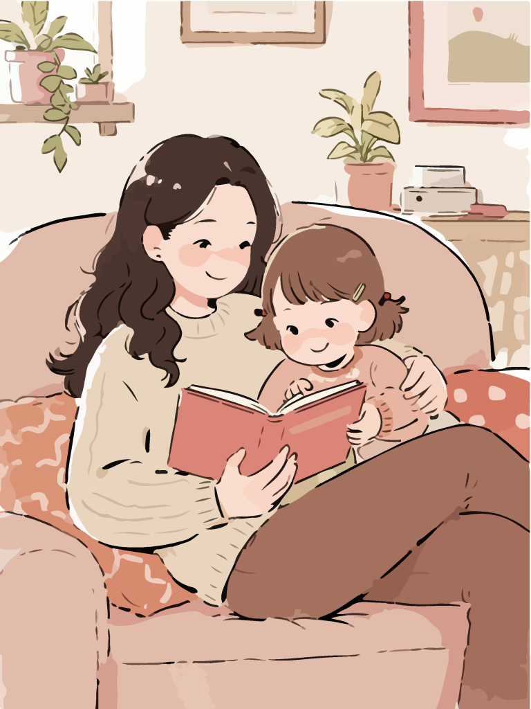 治愈系亲子阅读卡通插画